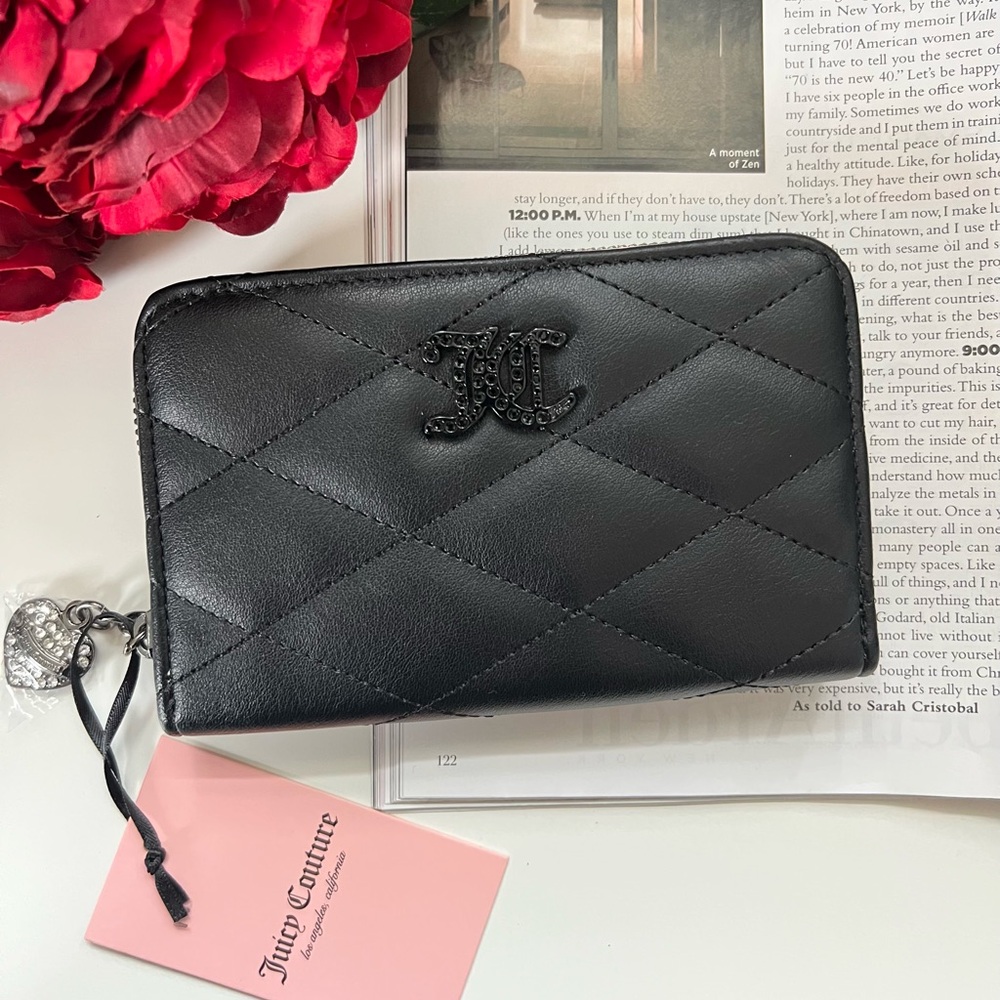 NEW Juicy Couture Chic Black Quilted Wallet Case
